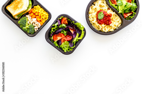 Layout of takeout food. Restaurant delivery menu background