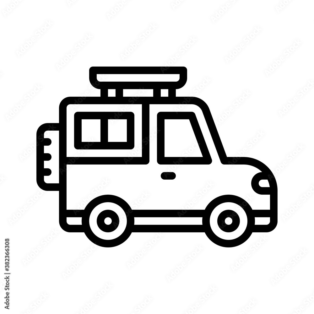 Fototapeta premium transportation icons related car or jeep for private transportation vectors in lineal style,