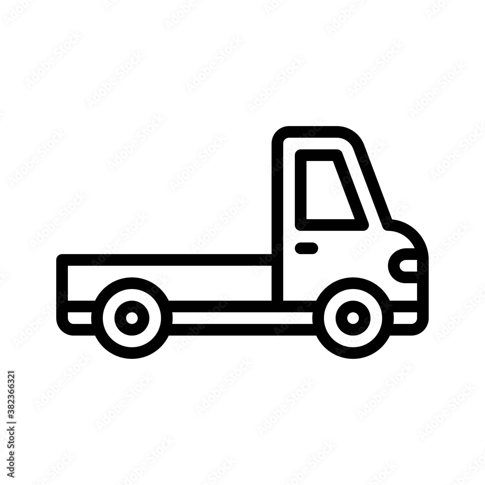 transportation icons related pickup truck for transportation with lights vectors in lineal style,