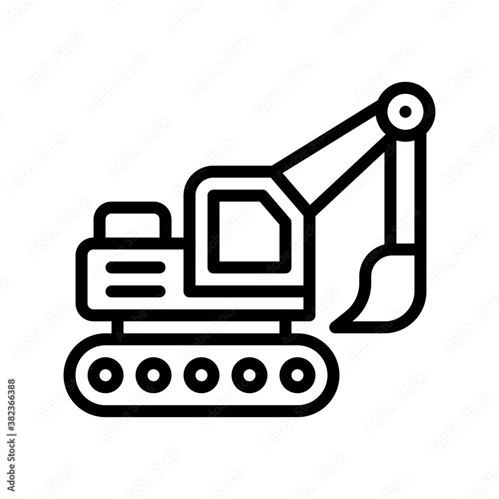 Naklejka premium transportation icons related excavator truck with tires vectors in lineal style,