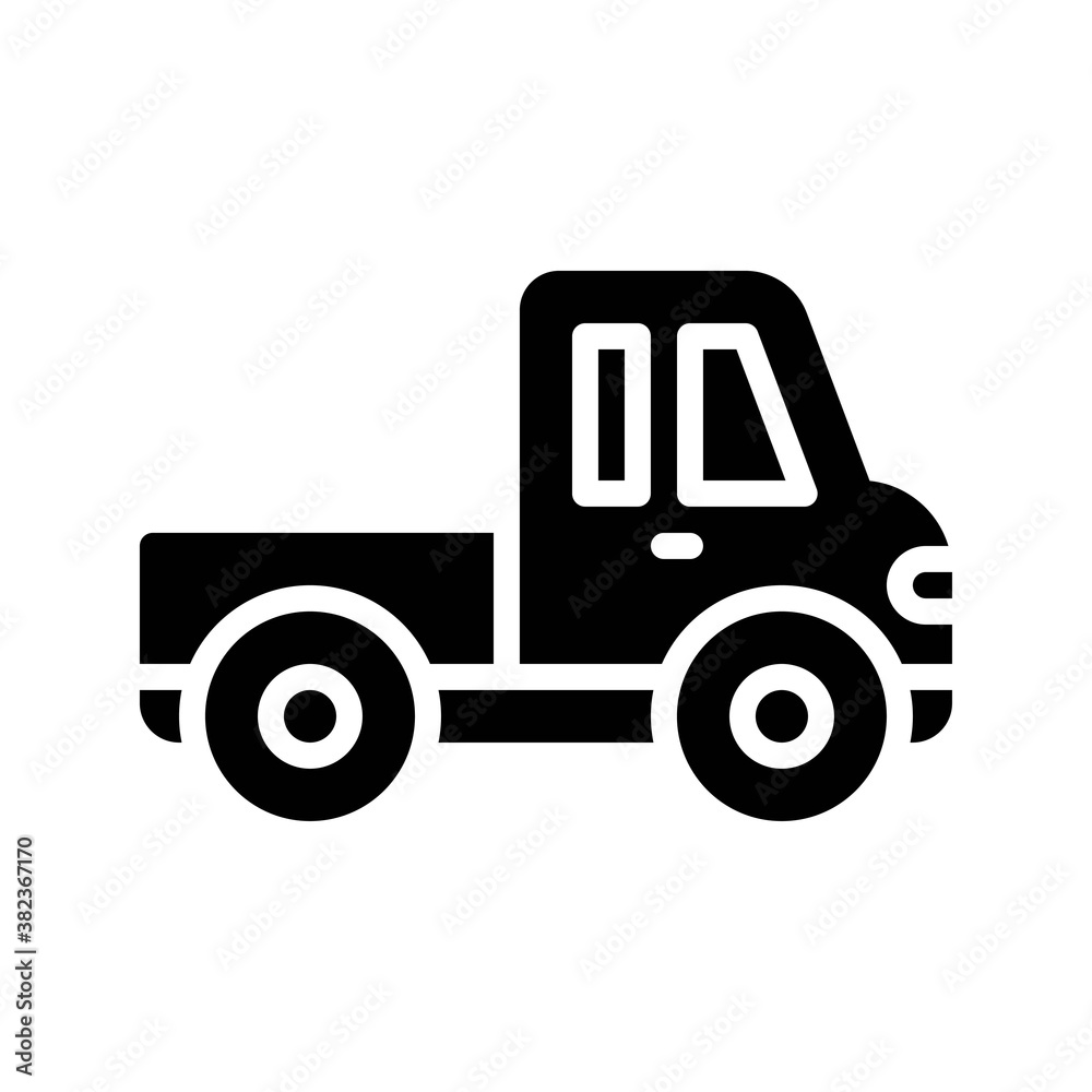 Fototapeta premium transportation icons related pickup truck for transportation with lights vectors in solid design,