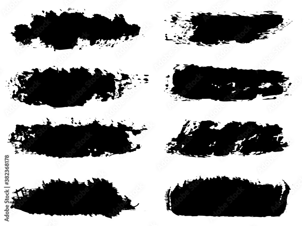 Vector collection of artistic grungy black paint hand made creative brush stroke set isolated on white background. A group of abstract grunge sketches for design education or graphic art decoration Vector collection of artistic grungy black paint hand made creative brush stroke set isolated on white background. A group of abstract grunge sketches for design education or graphic art decoration