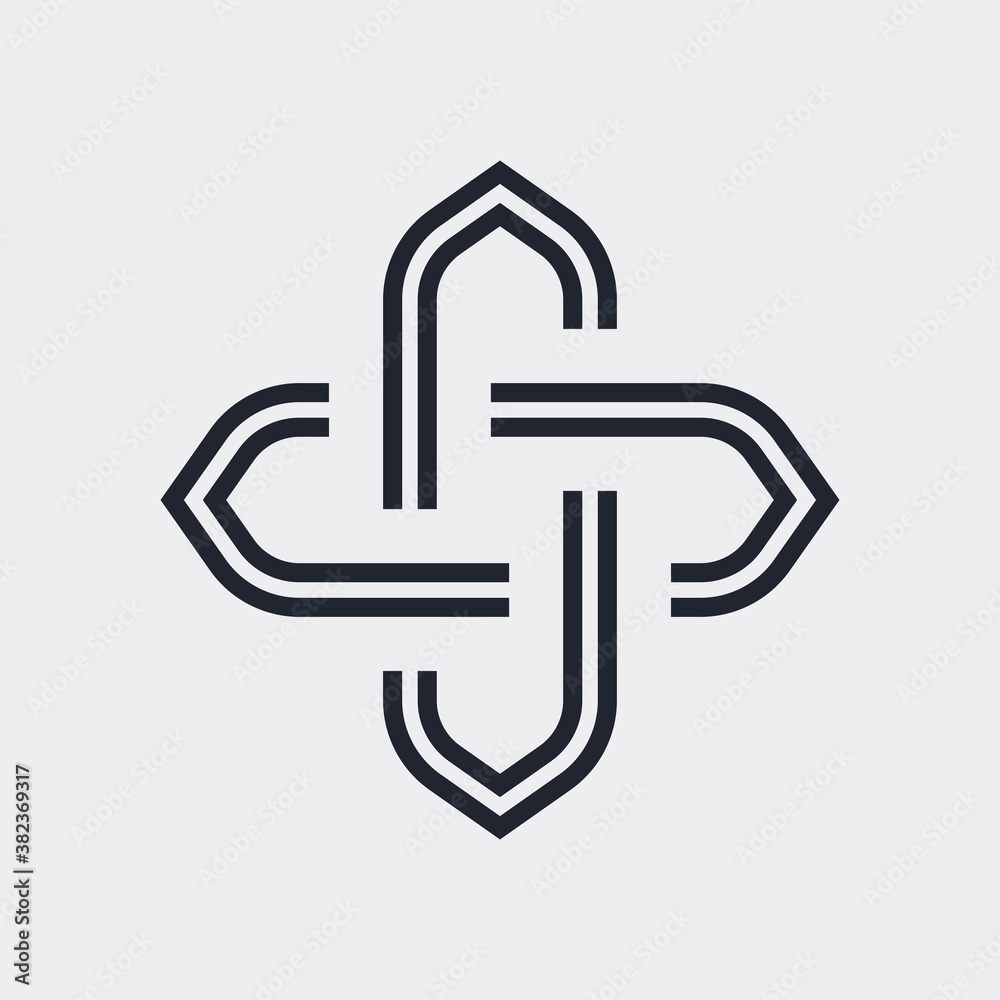 Elements of Cross Icon. Logo Icon for Business Corporate Sign. Abstract Merged Figures Isolated on Gray Elements of Cross Icon. Logo Icon for Business Corporate Sign. Abstract Merged Figures Isolated on Gray