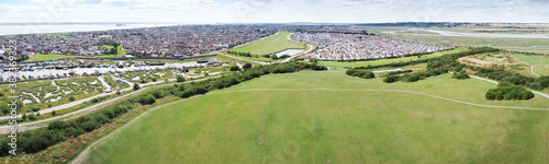 Photo aerial view of canvey island in essex england