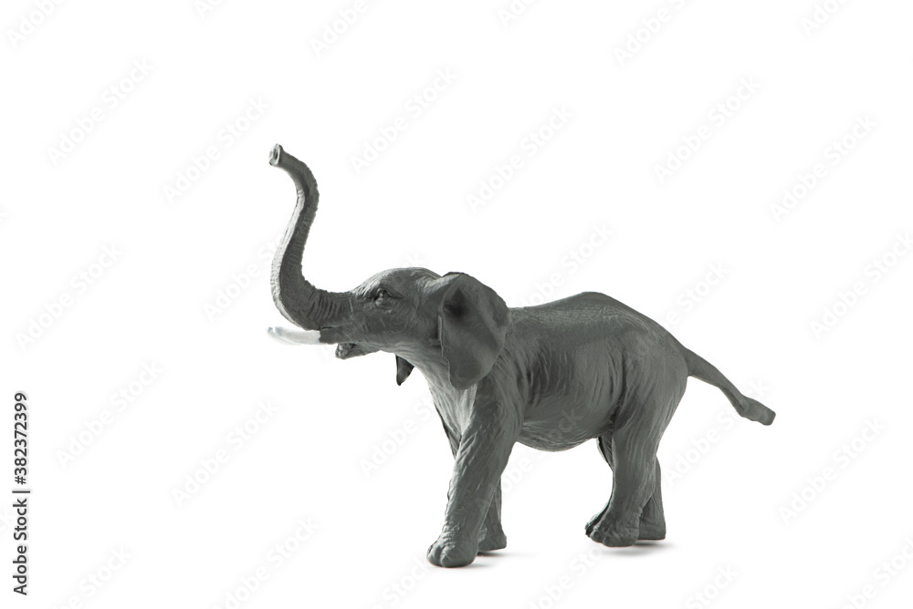 Elephant mini figure isolated on white background. Plastic animal toy, clipping path Elephant mini figure isolated on white background. Plastic animal toy, clipping path