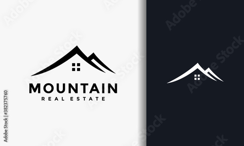 simple mountain real estate logo