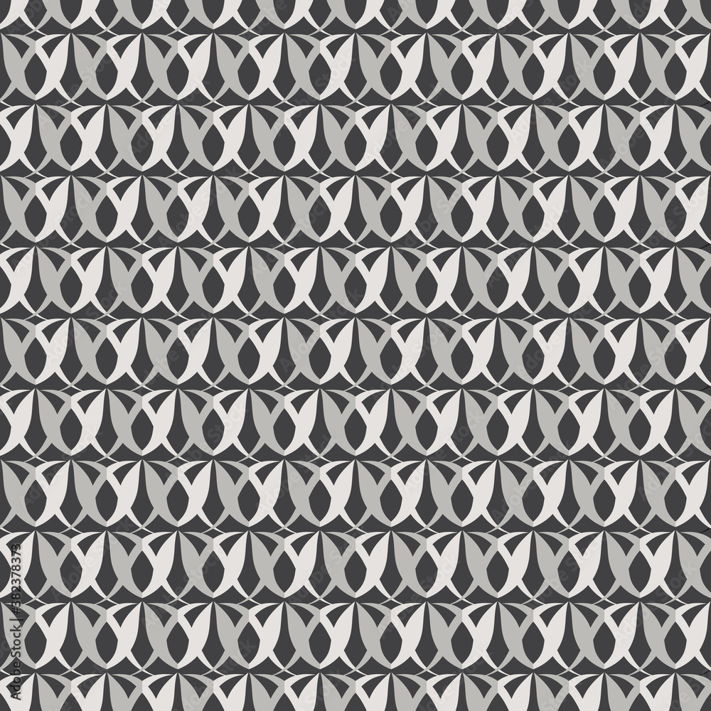 Seamless pattern with abstract decorative elements on dark background. Vector illustration for print or textile.