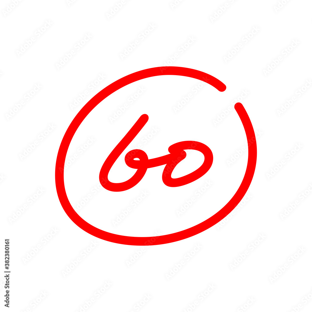 60 points illustration, sixty icon design, written with red marker - Vector 60 points illustration, sixty icon design, written with red marker - Vector