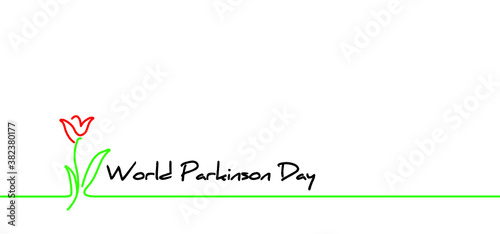 Slogan World parkinson day. Brain and neurons. 11th April 11. Silver ribbon for Parkinson's disease awareness and brain cancer illness. Anatomy human. Alzheimer symptom. Flat vector quote sign.
