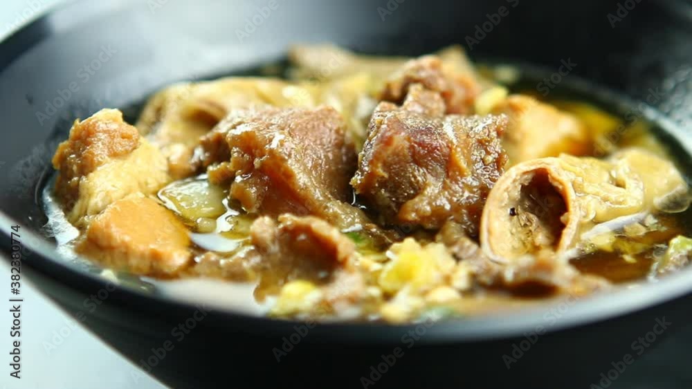 Braised Beef Soup in bowl, Thai street food.