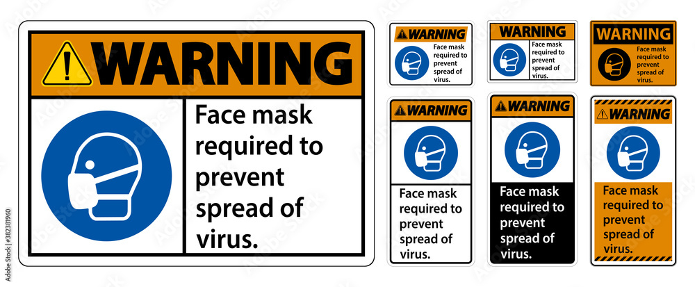 Plakat Warning Face mask required to prevent spread of virus sign on white background