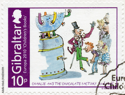 GIBRALTAR - 2010: shows Charlie and the Chocolate Factory, Roald Dahl, series Europa Childrens books, 2010 photo