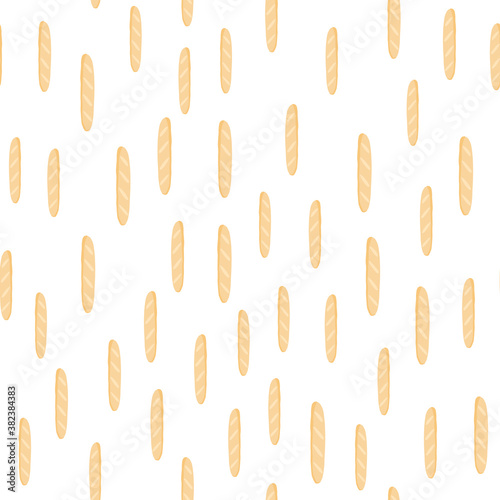 Little orange loaf silhouettes seamless isolated pattern. White background. Simple random bakery print. Food backdrop.