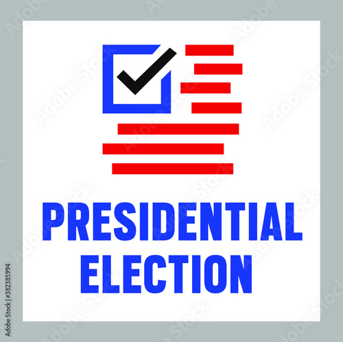Vote 2020 in USA, banner design. American patriotic background election day. Usa debate of president voting. Election voting poster. Political election campaign. Flyer vector blue red white logo.