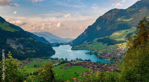 Fototapeta Naklejka Na Ścianę i Meble -  Aerial view of the Lake Lungern Valley in Switzerland