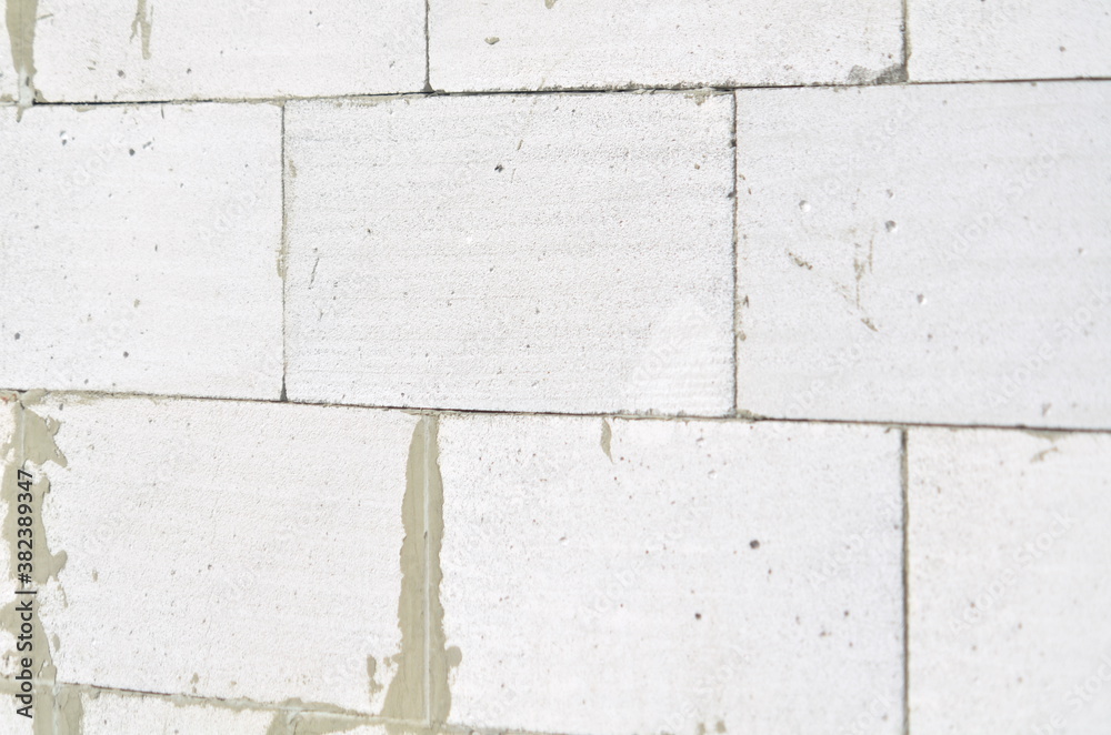 Naklejka premium Photo of wall from aerated concrete block