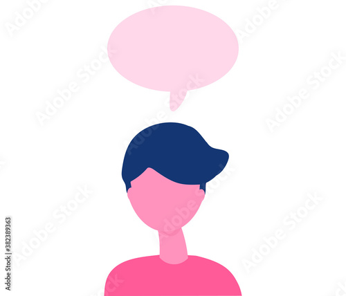 Man talking. Conversation Speech bubble. Communication and chat concept. Vector illustration flat design isolated on white background.
