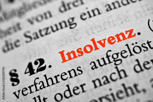 Bankruptcy - Insolvenz is the German word of bankruptcy from a law book. photo