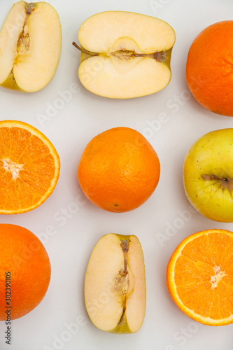 set of oranges and apple 