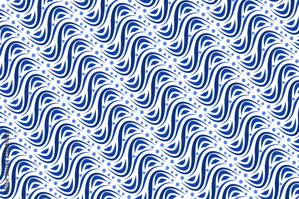 abstract pattern of blue curved lines and circles
