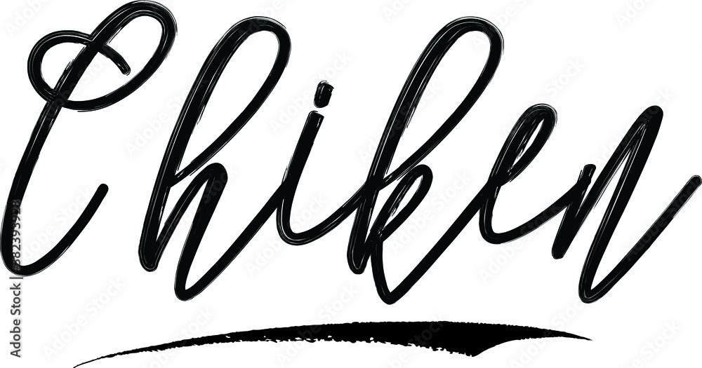 Chiken Brush Calligraphy Handwritten Typography Text on
White Background Chiken Brush Calligraphy Handwritten Typography Text on
White Background