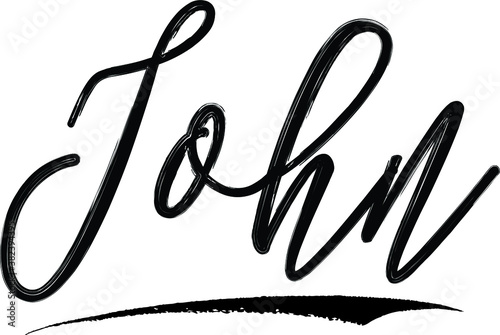 John Brush Calligraphy Handwritten Typography Text on White Background