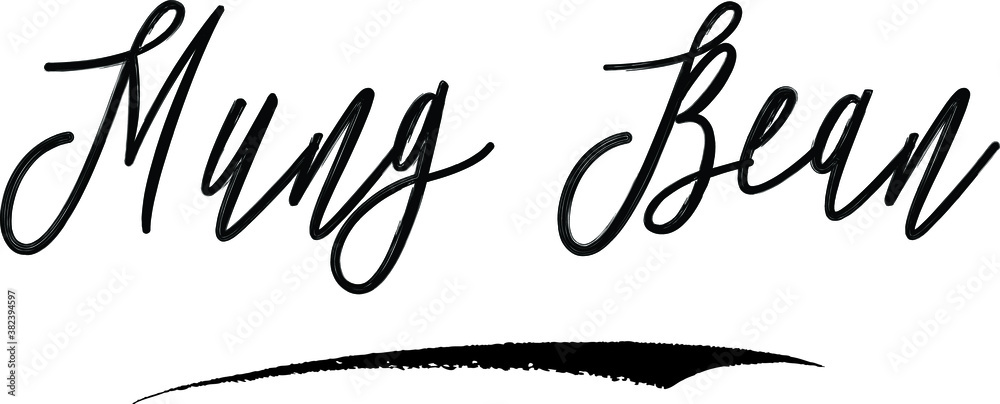 Mung bean Brush Calligraphy Handwritten Typography Text on
White Background