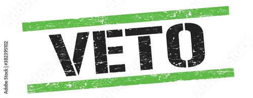 VETO text on black green vintage lines stamp.