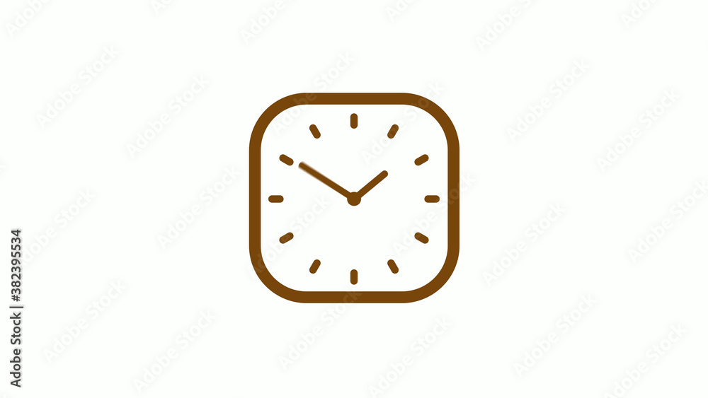 Orange dark square counting down clock icon on white background, New clock icon Orange dark square counting down clock icon on white background, New clock icon