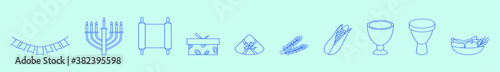 set of hanukkah symbol cartoon icon design template with various models. vector illustration isolated on blue background