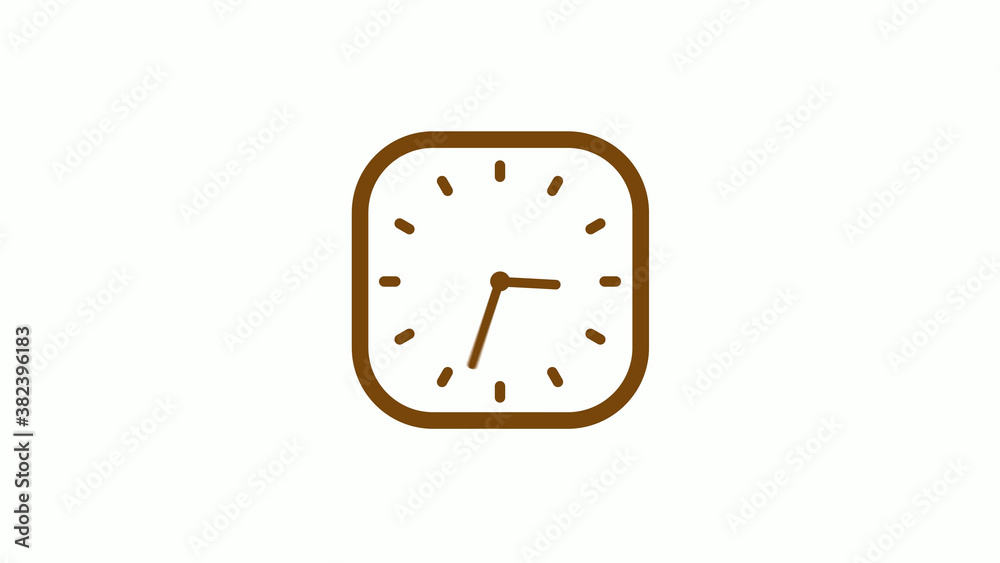 Orange dark square counting down clock icon on white background, New clock icon Orange dark square counting down clock icon on white background, New clock icon