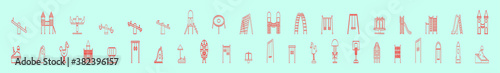 set of playground cartoon icon design template with various models. vector illustration isolated on blue background