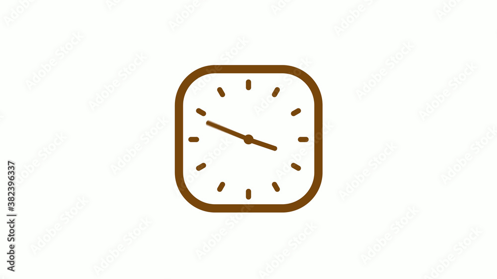 Orange dark square counting down clock icon on white background, New clock icon Orange dark square counting down clock icon on white background, New clock icon