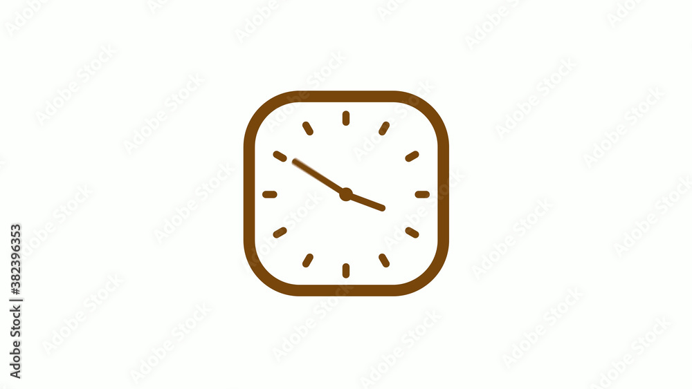 Orange dark square counting down clock icon on white background, New clock icon