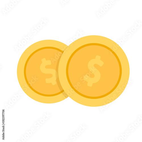 Coin cartoon vector on white background.