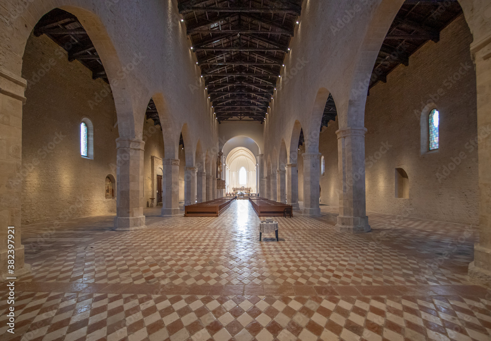 L'Aquila, Italy - one of the most beautiful medieval churches in Abruzzo, Santa Maria di Collemaggio is a major tourist attraction. Here in particular its interiors