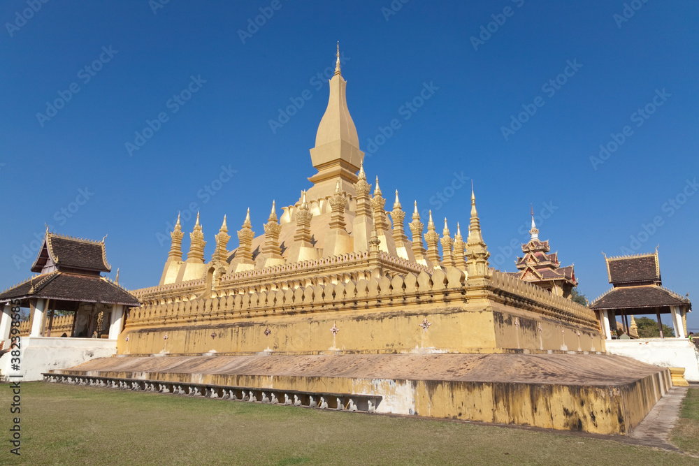 That Luang temple, Vientiane, Laos, Buddhist golden temple 