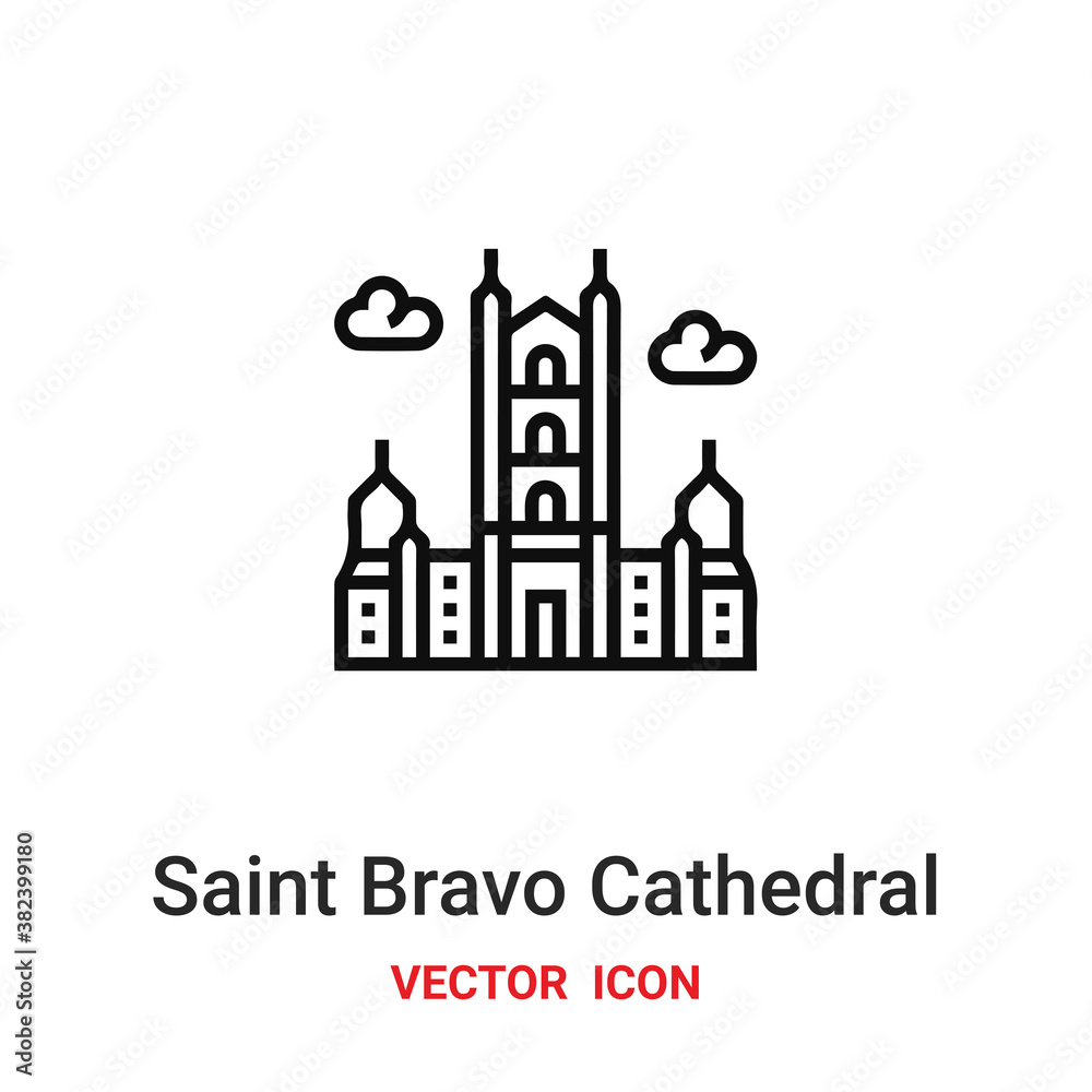 saint bravo cathedral icon vector symbol. saint bravo cathedral symbol icon vector for your design. Modern outline icon for your website and mobile app design.