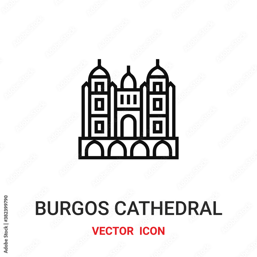 Burgos cathedral vector icon. Modern, simple flat vector illustration for website or mobile app.Architecture symbol, logo illustration. Pixel perfect vector graphics	