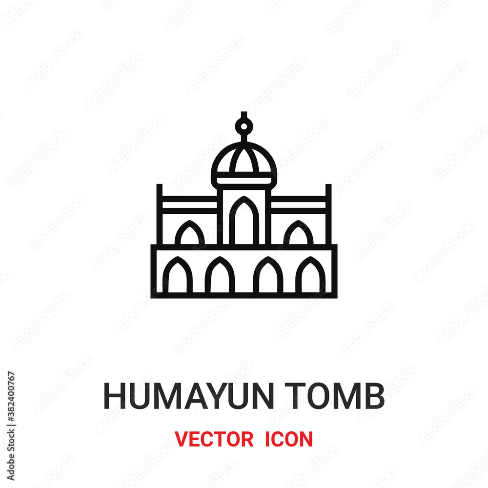 Humayun tomb vector icon . Modern, simple flat vector illustration for website or mobile app. Humayun tomb symbol, logo illustration. Pixel perfect vector graphics	