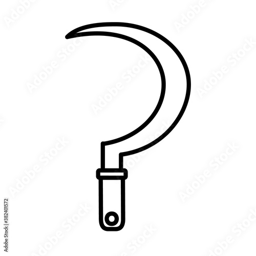 gardening sickle icon, line style