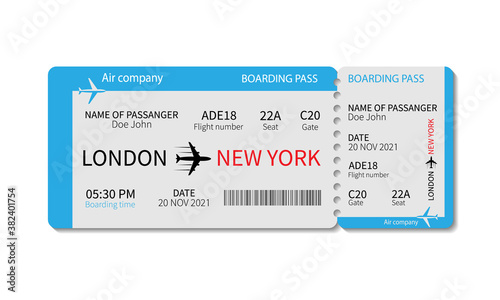 Boarding pass ticket template. Airplane ticket. Vector illustration
