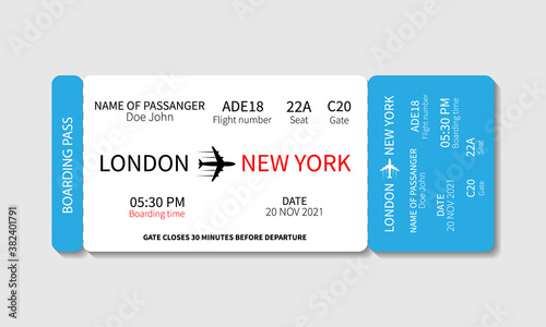 Boarding pass ticket template. Airplane ticket. Vector illustration
