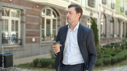 Wallpaper Mural Closeup businessman going to work with coffee . Man going to job with drink Torontodigital.ca