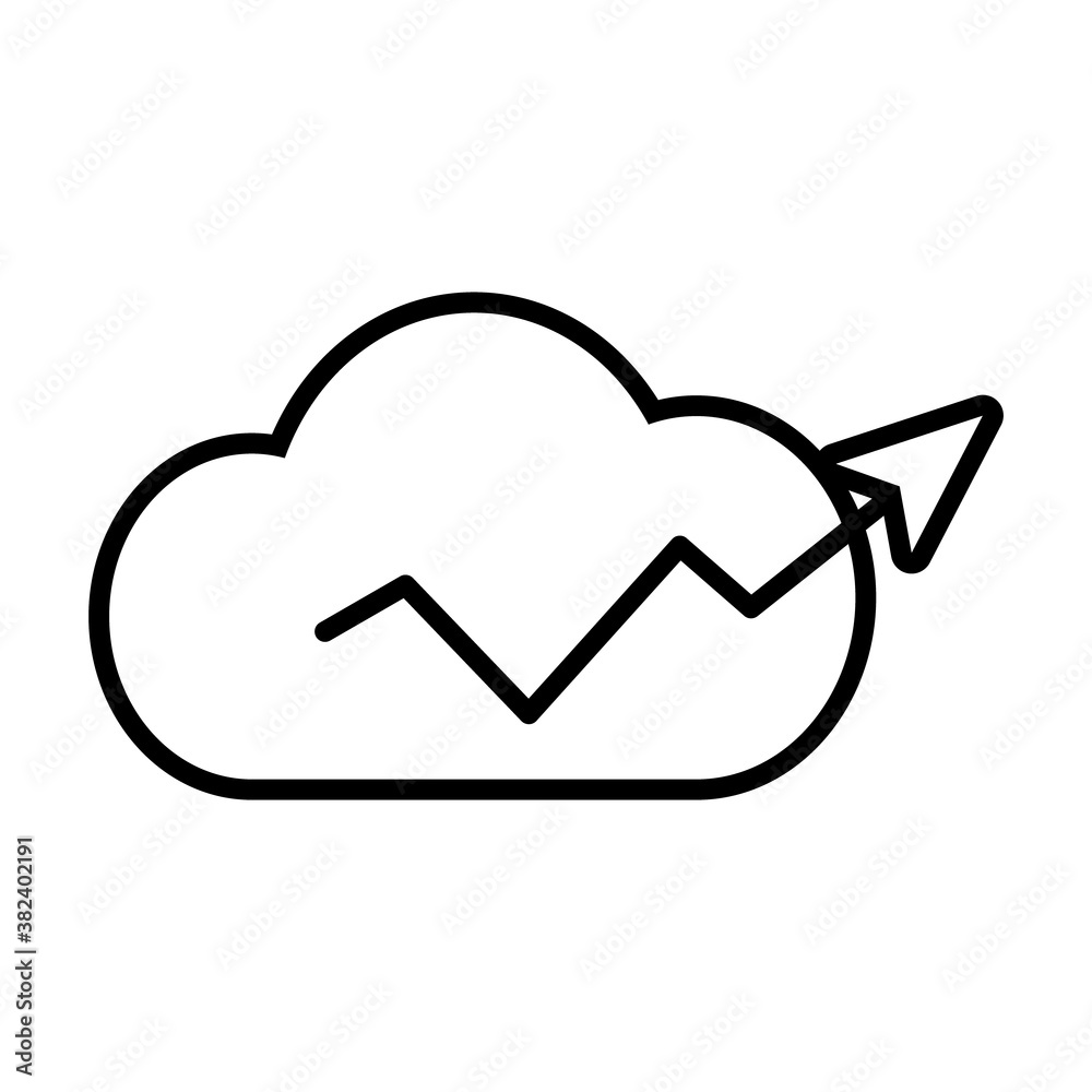 cloud with financial arrow up icon, line style cloud with financial arrow up icon, line style