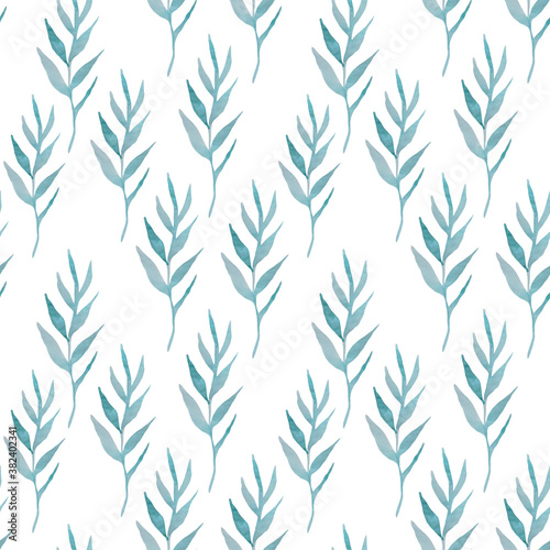 Floral seamless pattern with watercolor leaves. Botanical tile print for textile, wrapping, wallpaper, fabric,apparel. © dasha