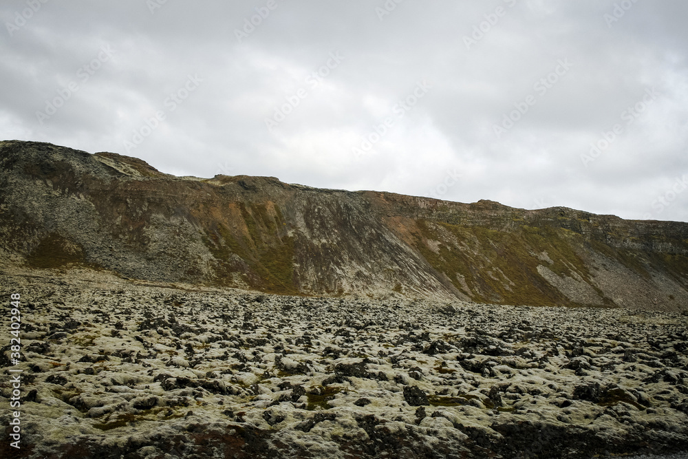 Fototapeta premium Iceland moss mountain. Surreal landscapes