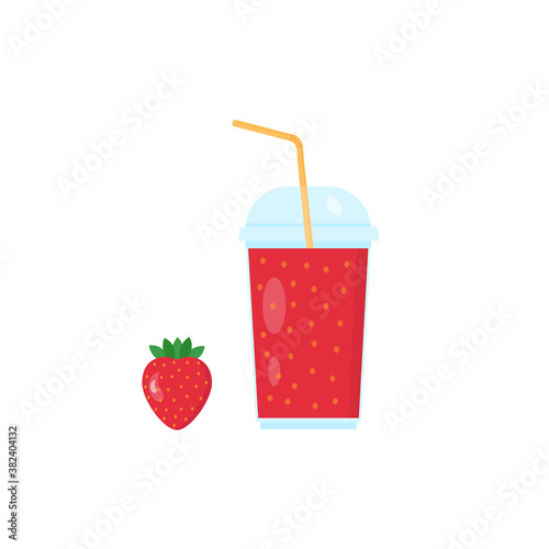 This is a strawberry juice isolated on white background.