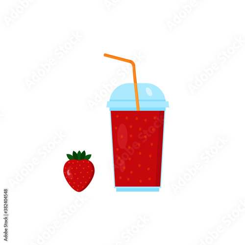 This is a strawberry juice isolated on white background.