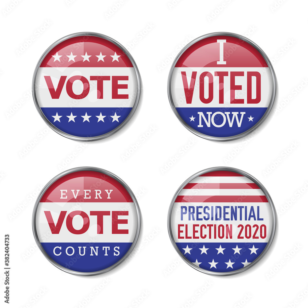 Voting badge realistic vector set Voting badge realistic vector set